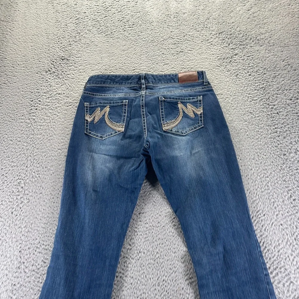 Maurices Jeans Womens 8 Blue Cotton Denim Straight Leg Workwear Faded Stretch‎